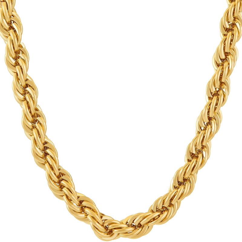LIFETIME JEWELRY 7mm Rope Chain Necklace 24k Real Gold Plated for Men and Women (20 inches, 1 - Gold Plated, 1) - Image 1